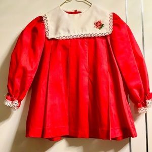 Vintage 1980s New 3X Pleated Red Dress